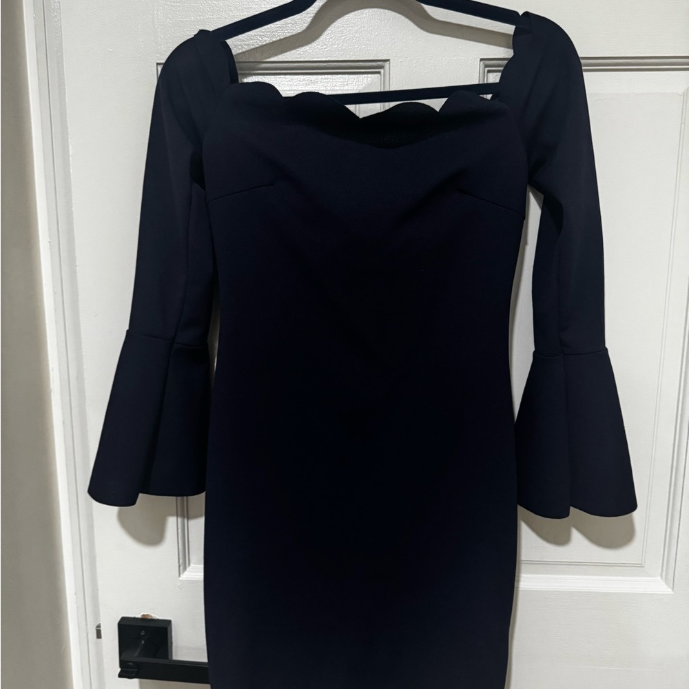 Elegant Black Dress with Flared Sleeves